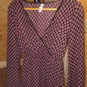 Patterned Polyester Midi Dress